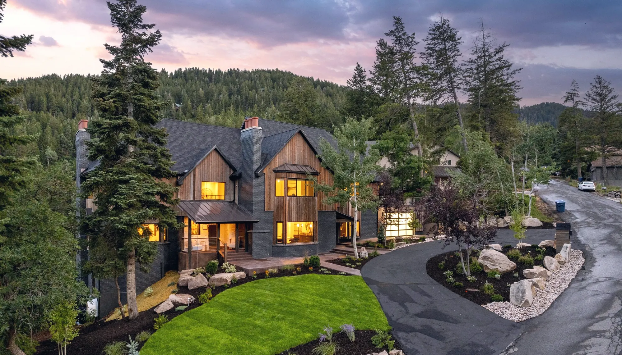 The Hygge House at dusk, Park City, Utah