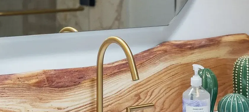 Live-edge wood and brass
